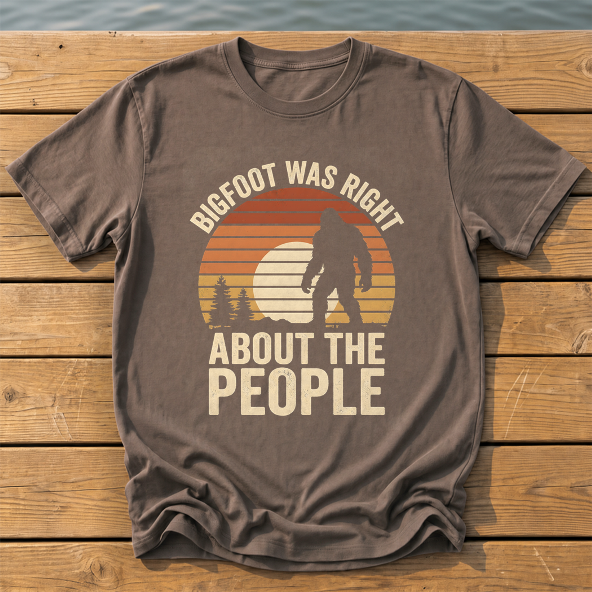 bigfoot was right about the people_sunset slat silhouette T-Shirt — Espresso