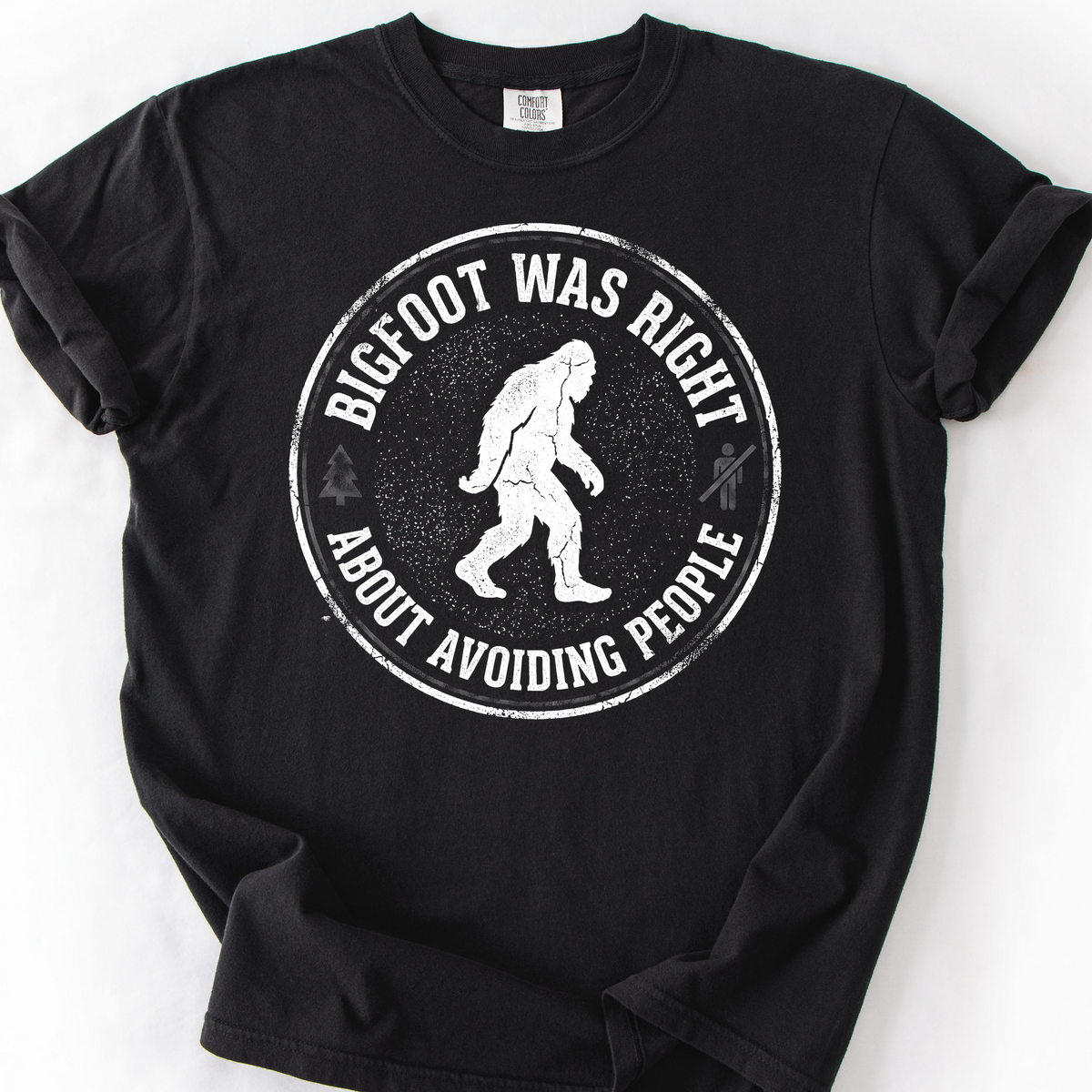 Bigfoot Was Right (Avoiding People) T-Shirt — Black