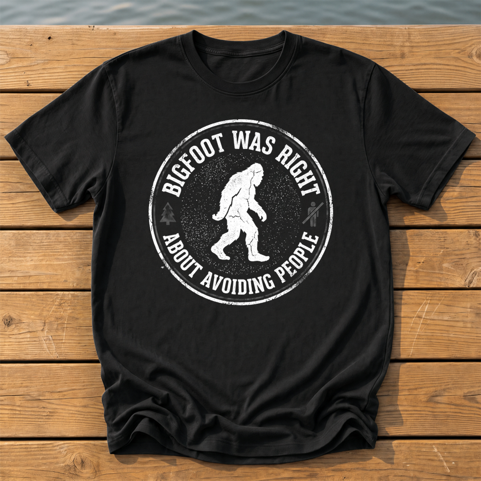 Bigfoot Was Right (Avoiding People) T-Shirt — Black