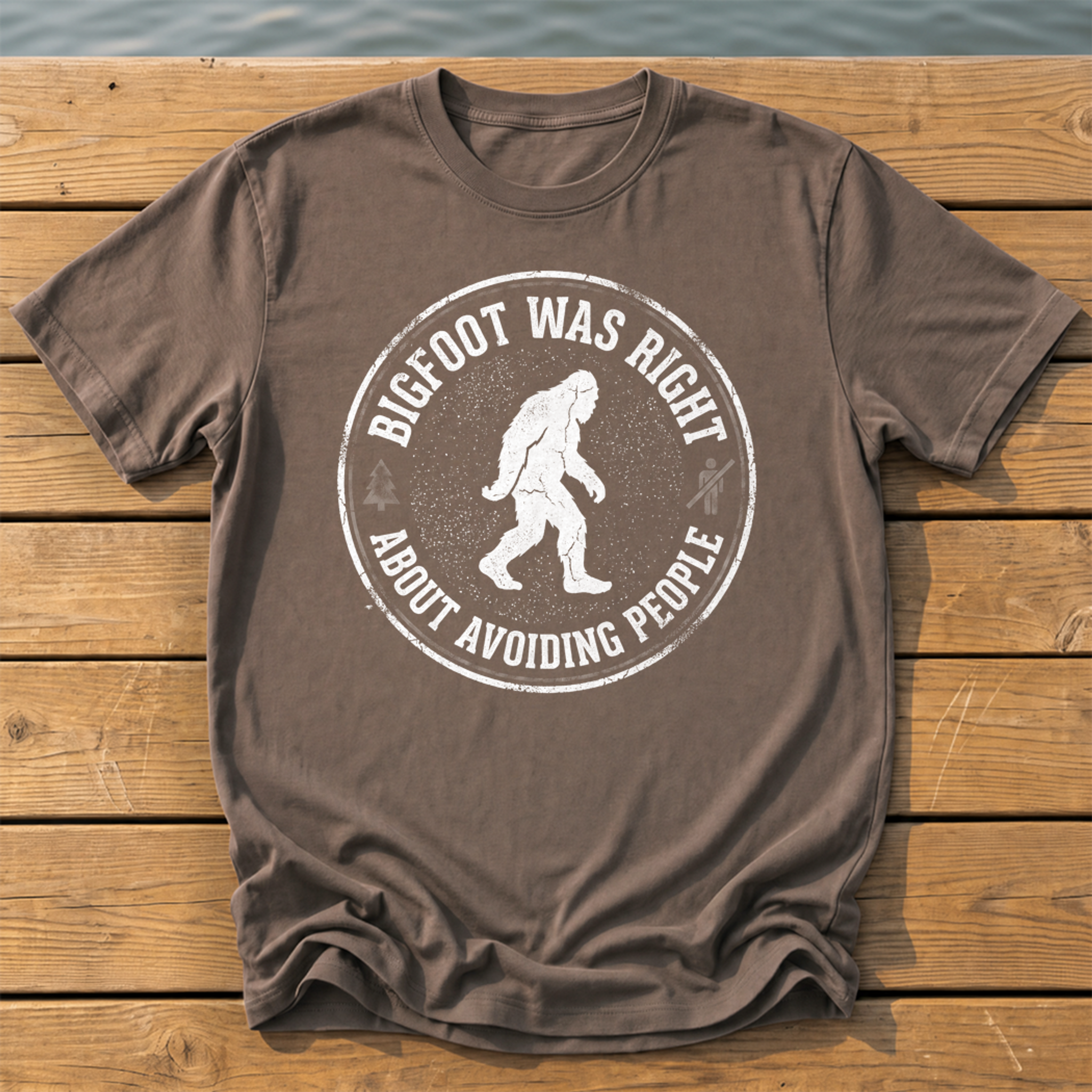 Bigfoot Was Right (Avoiding People) T-Shirt — Espresso
