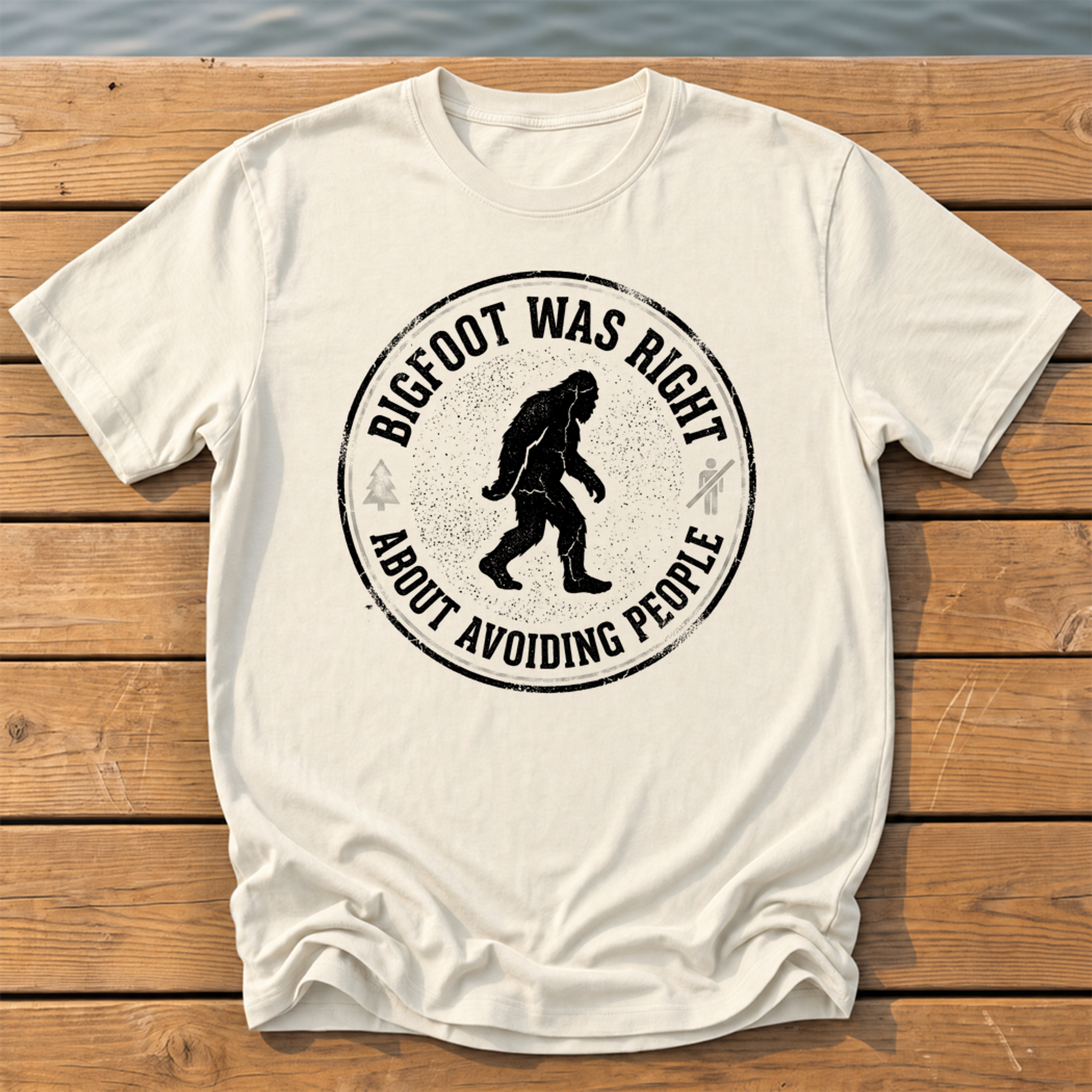 Bigfoot Was Right (Avoiding People) T-Shirt — Ivory