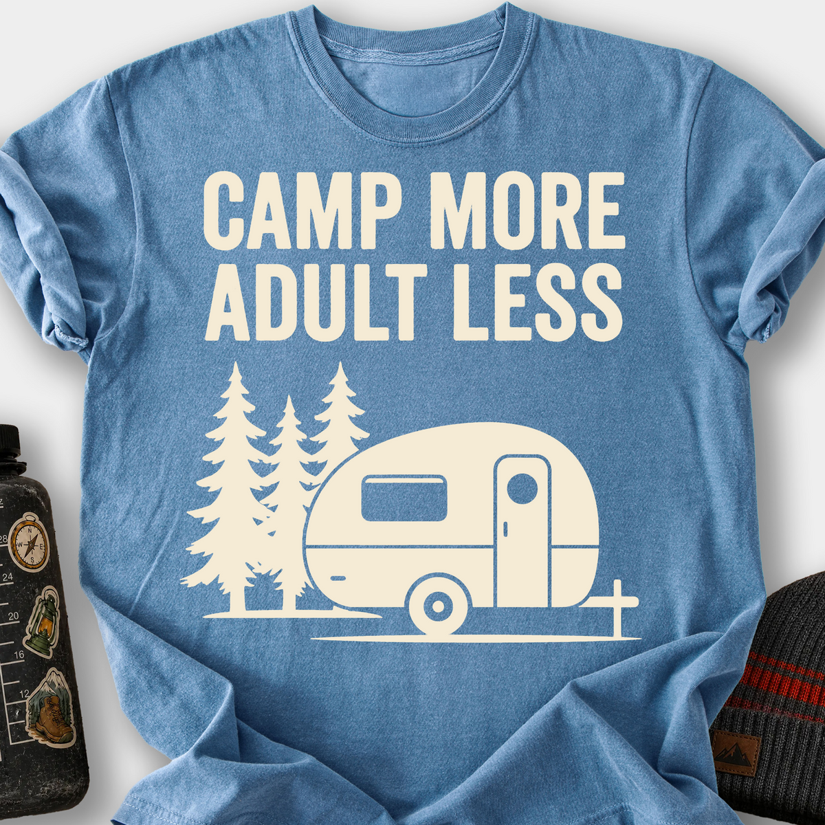 Camp More, Adult Less T-Shirt — Blue Jean