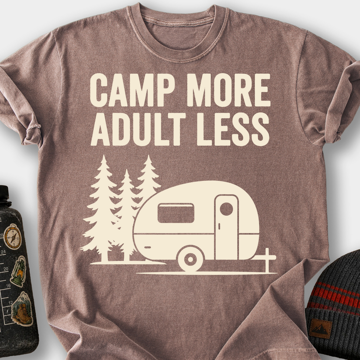 Camp More, Adult Less T-Shirt — Espresso
