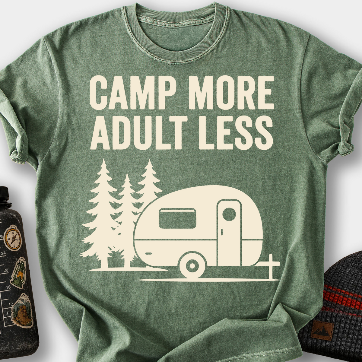 Camp More, Adult Less T-Shirt — Moss