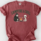 Campfire And Chill Bigfoot T-Shirt — Brick