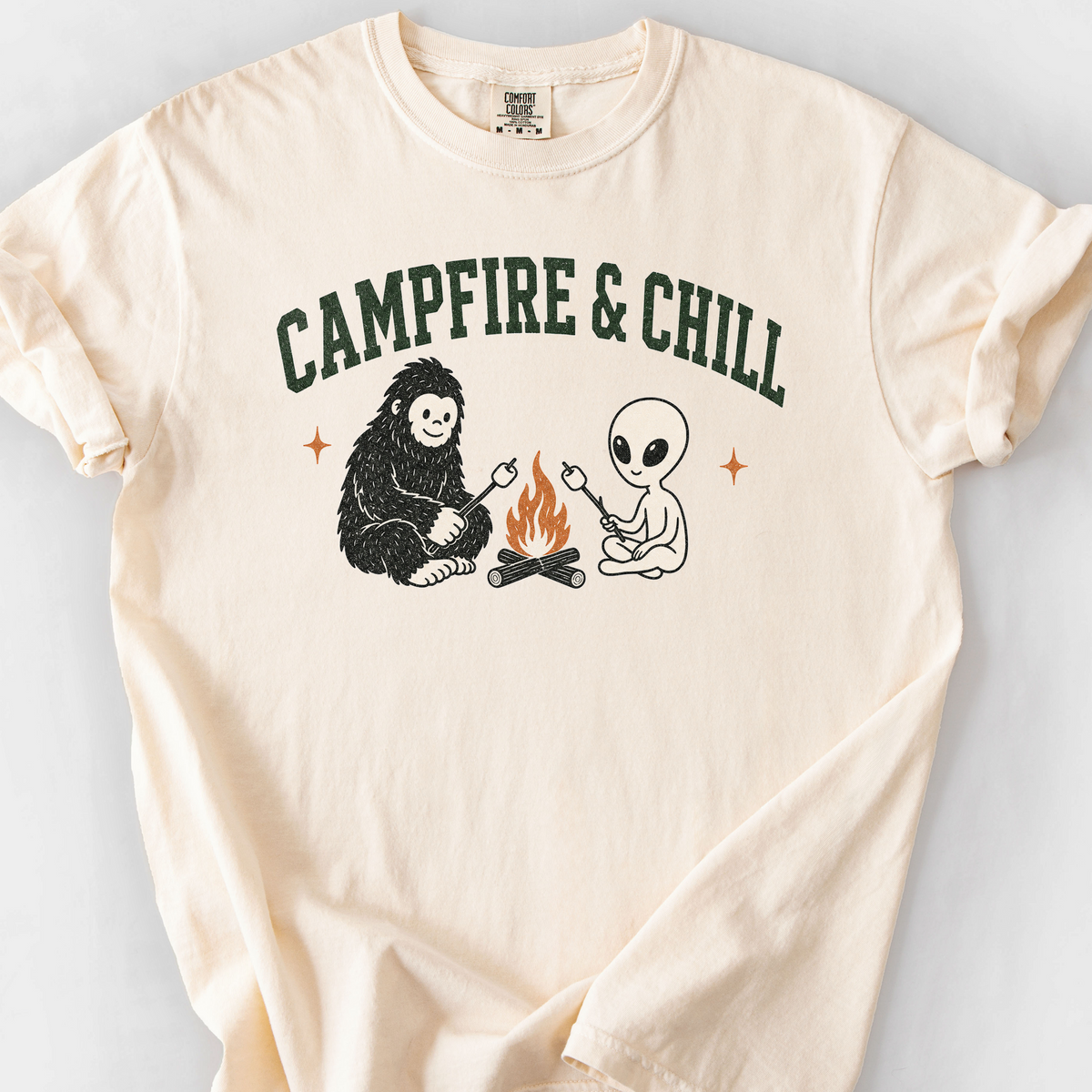 Campfire And Chill Bigfoot T-Shirt — Ivory