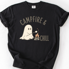 Campfire And Chill Ghost T-Shirt — Black