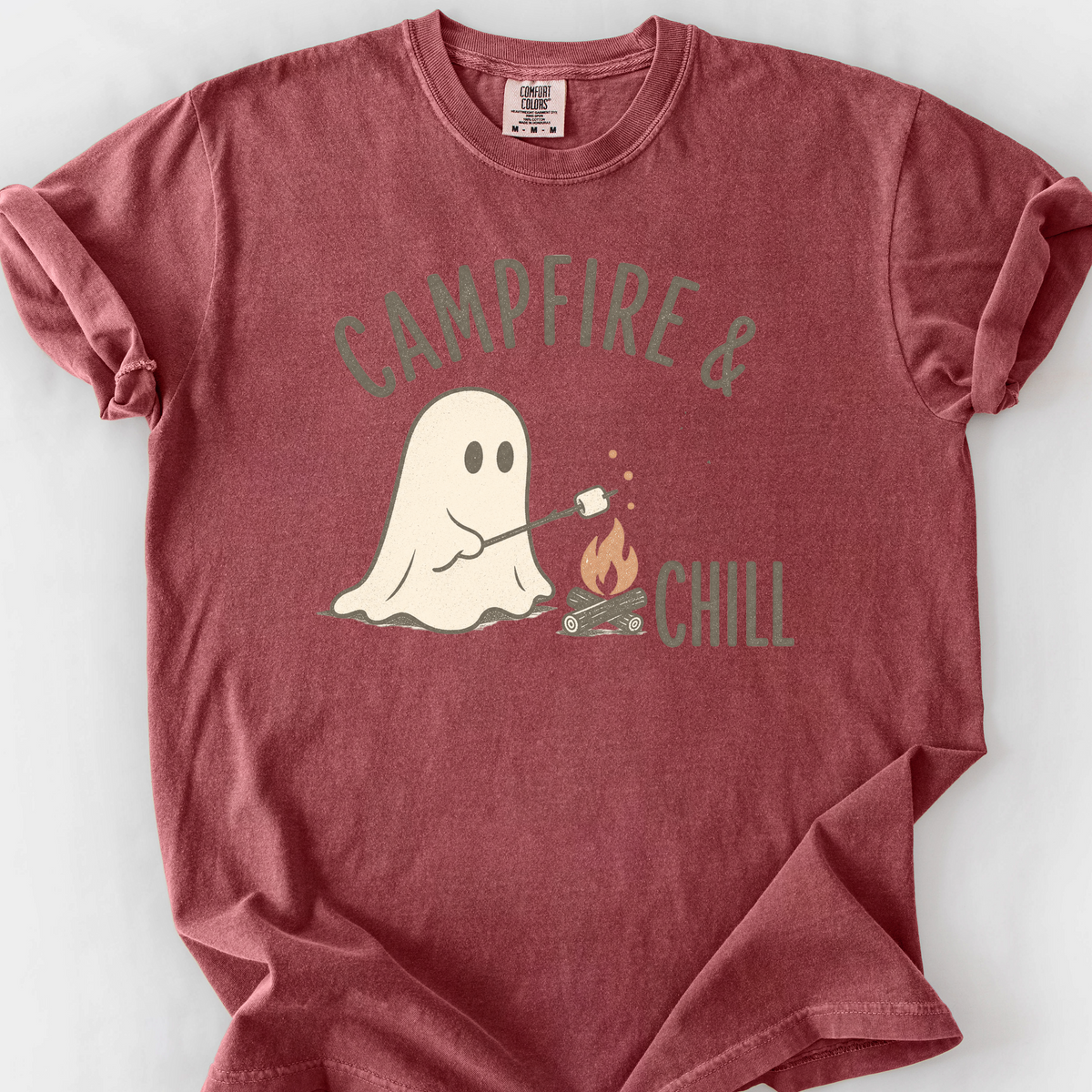 Campfire And Chill Ghost T-Shirt — Brick