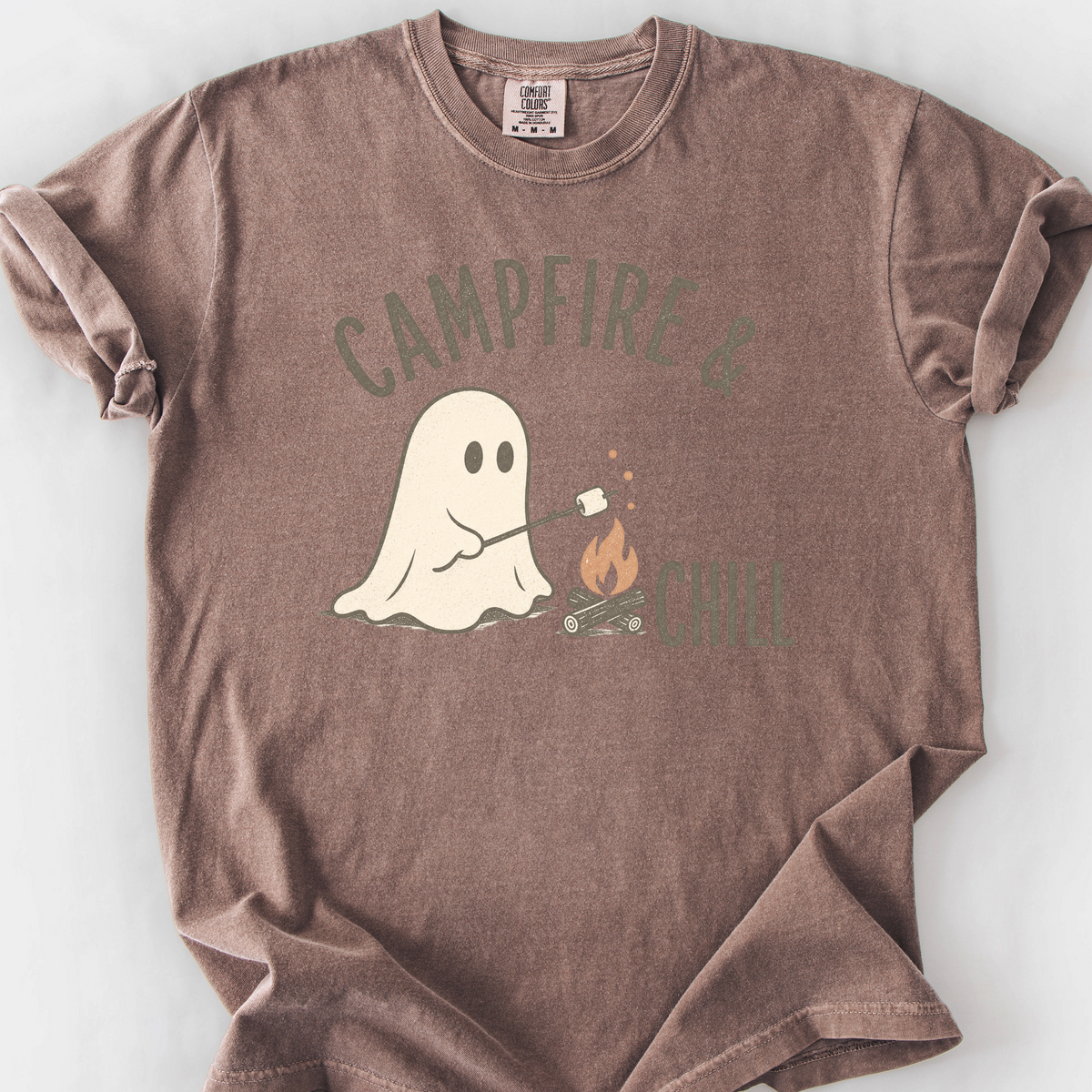 Campfire And Chill Ghost T-Shirt — Espresso