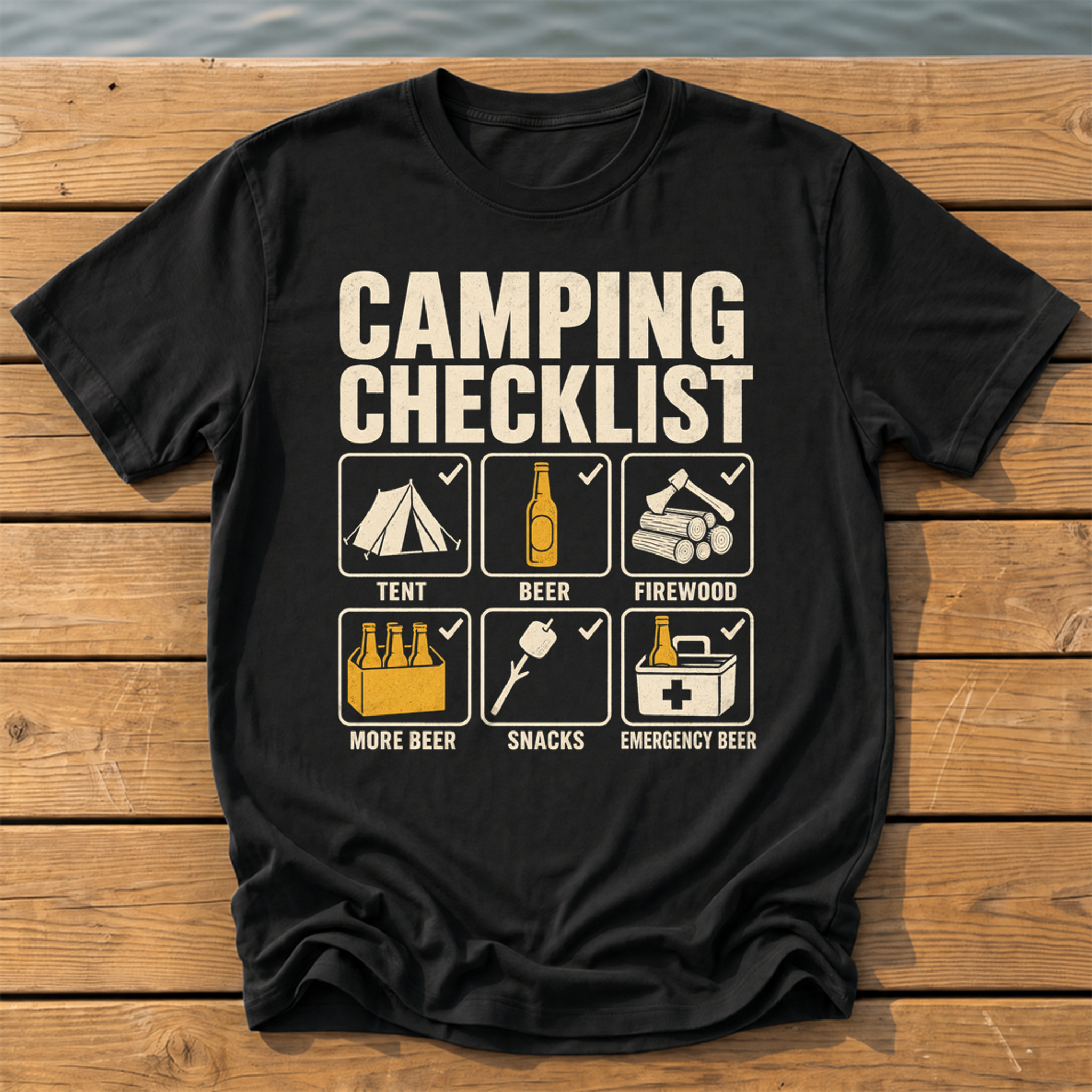 camping checklist T-Shirt — Black