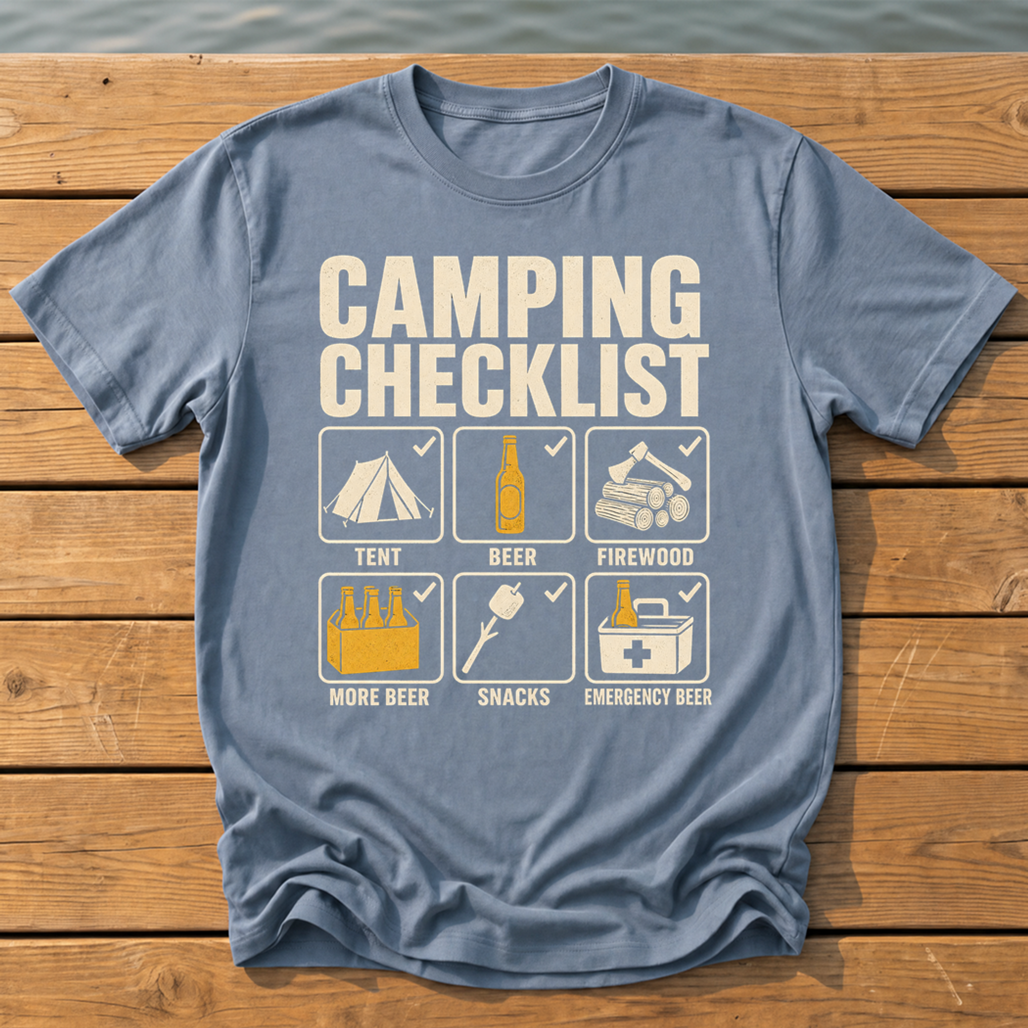 camping checklist T-Shirt — Blue Jean