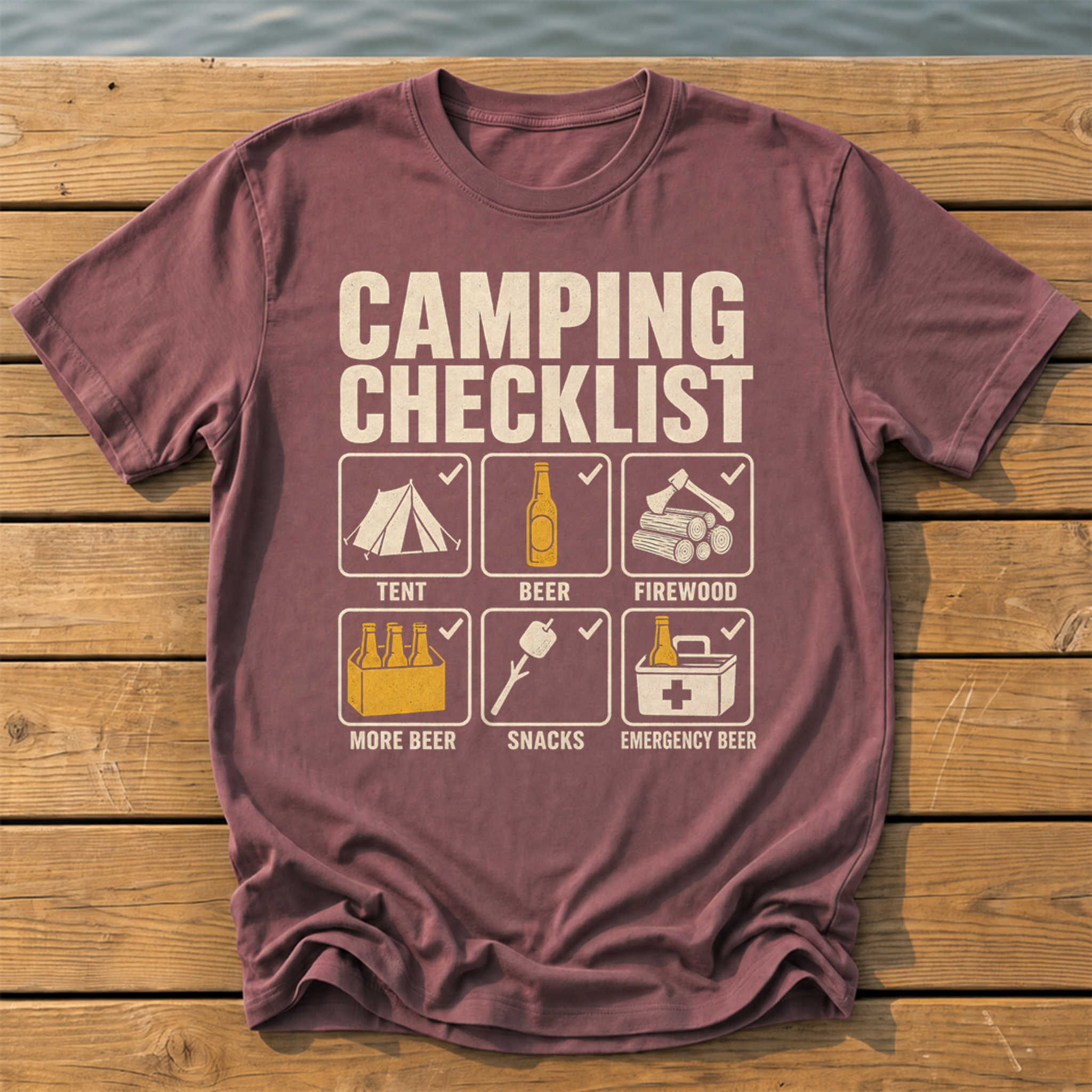 camping checklist T-Shirt — Brick