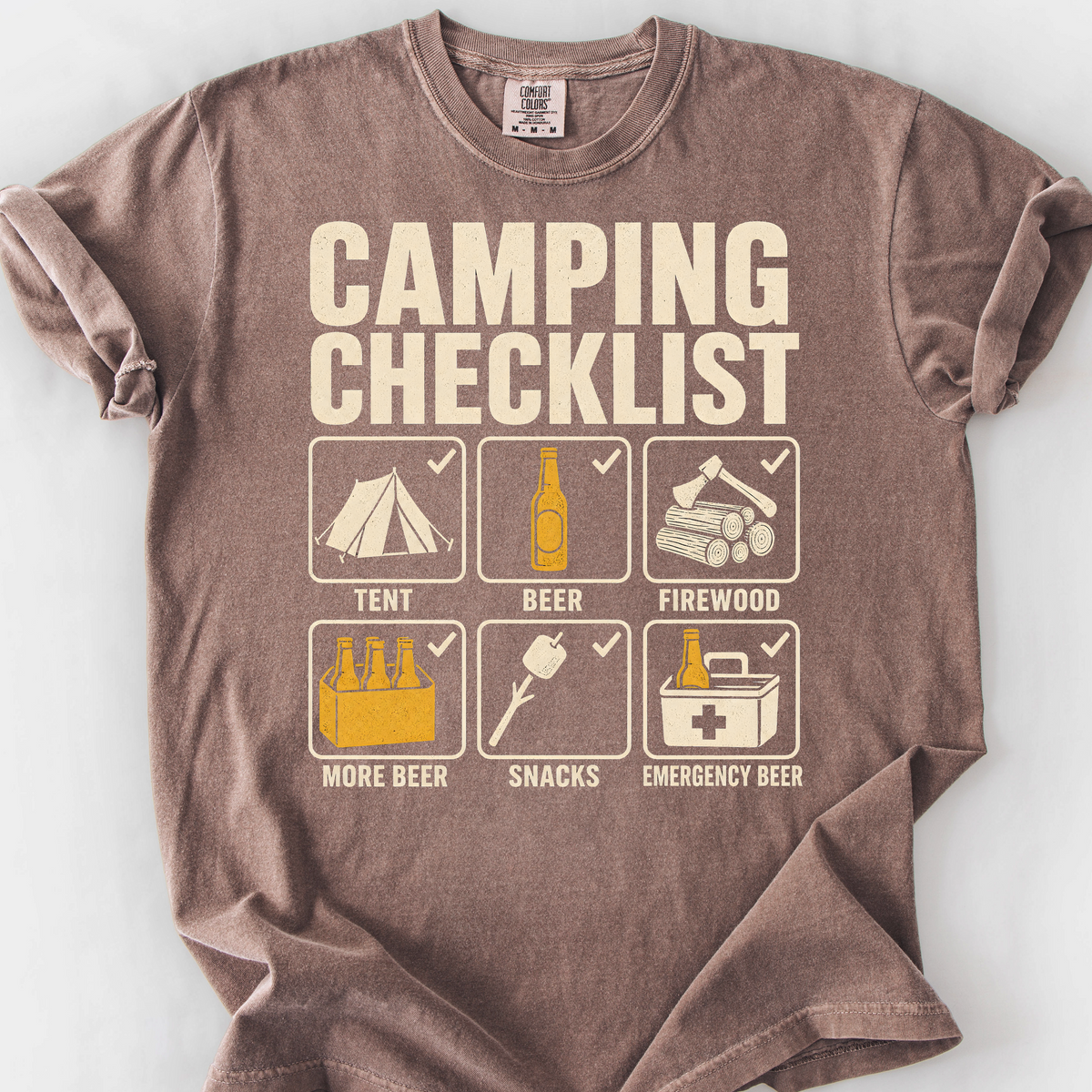 Camping Checklist T-Shirt — Espresso