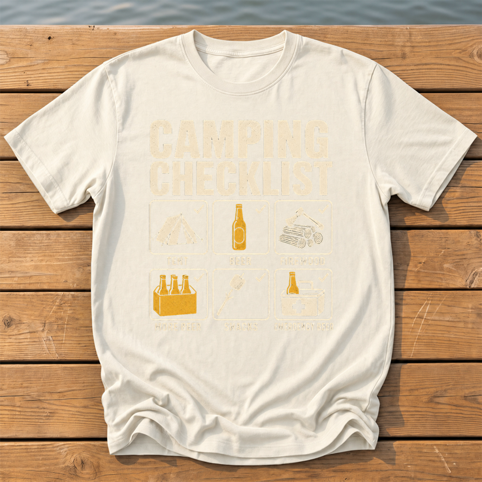 camping checklist T-Shirt — Ivory