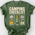 Camping Checklist T-Shirt — Moss