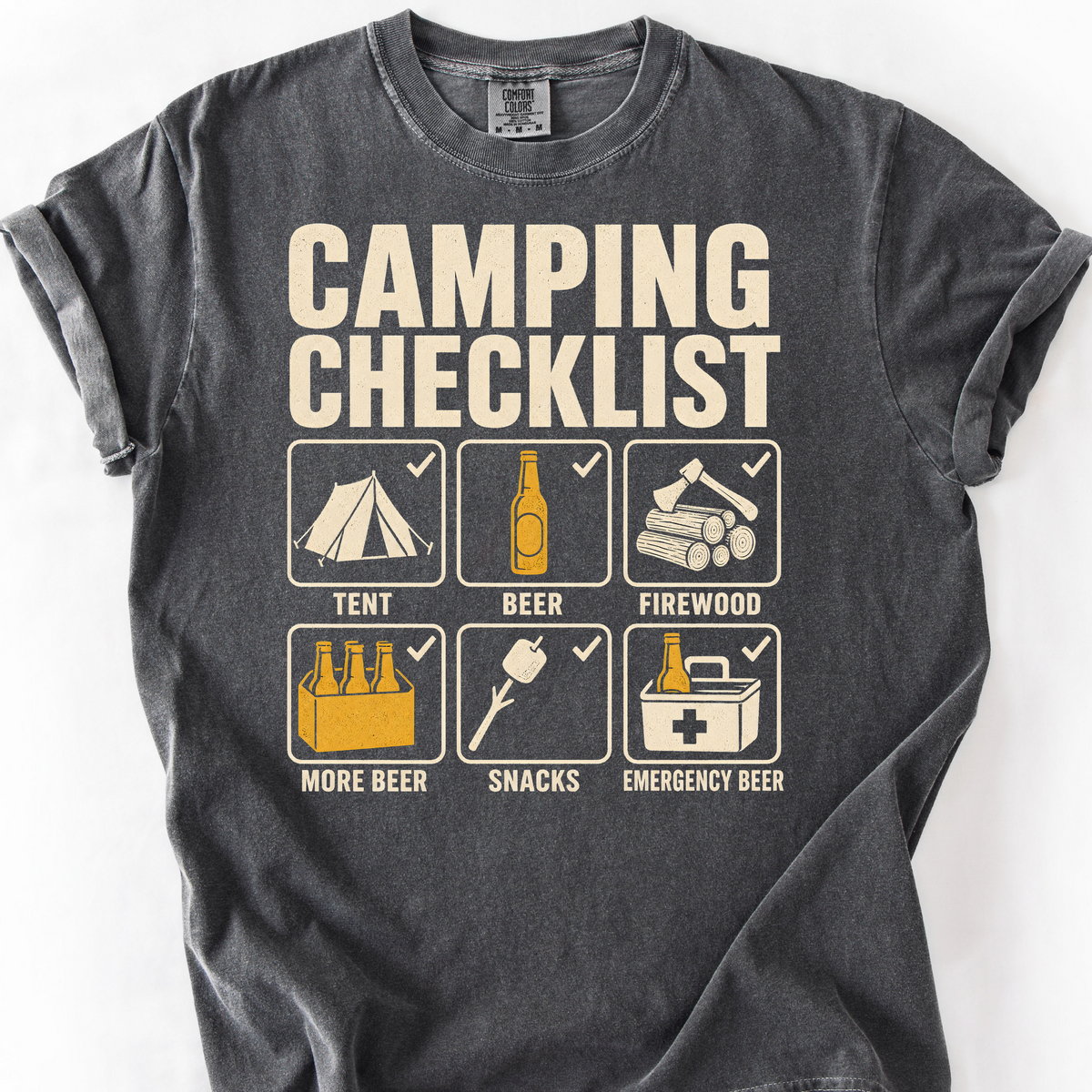 Camping Checklist T-Shirt — Pepper