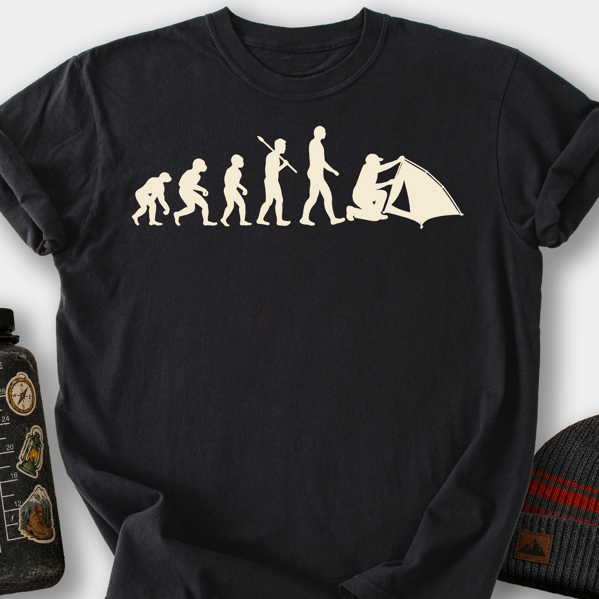 Camping Evolution T-Shirt — Black