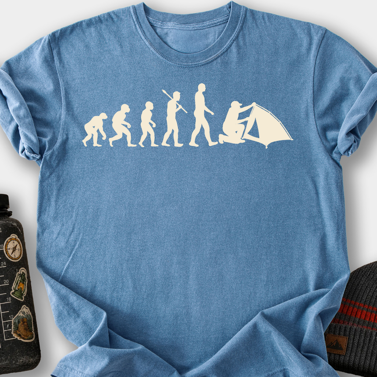 Camping Evolution T-Shirt — Blue Jean