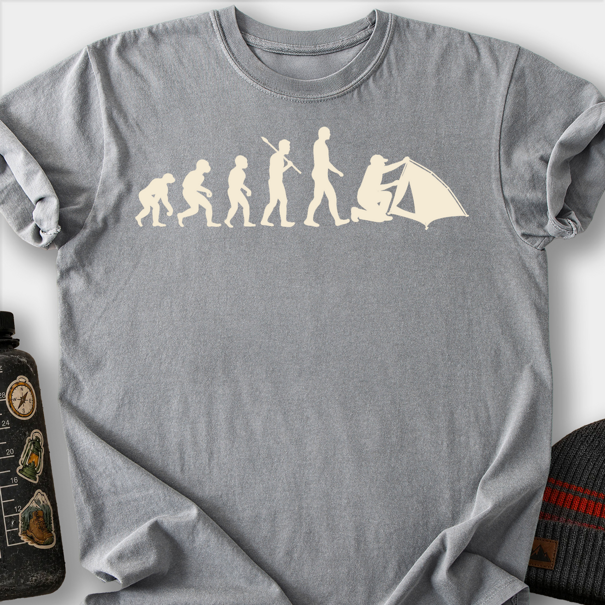 Camping Evolution T-Shirt — Grey