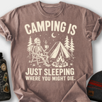 Camping Is Just Sleeping T-Shirt — Espresso