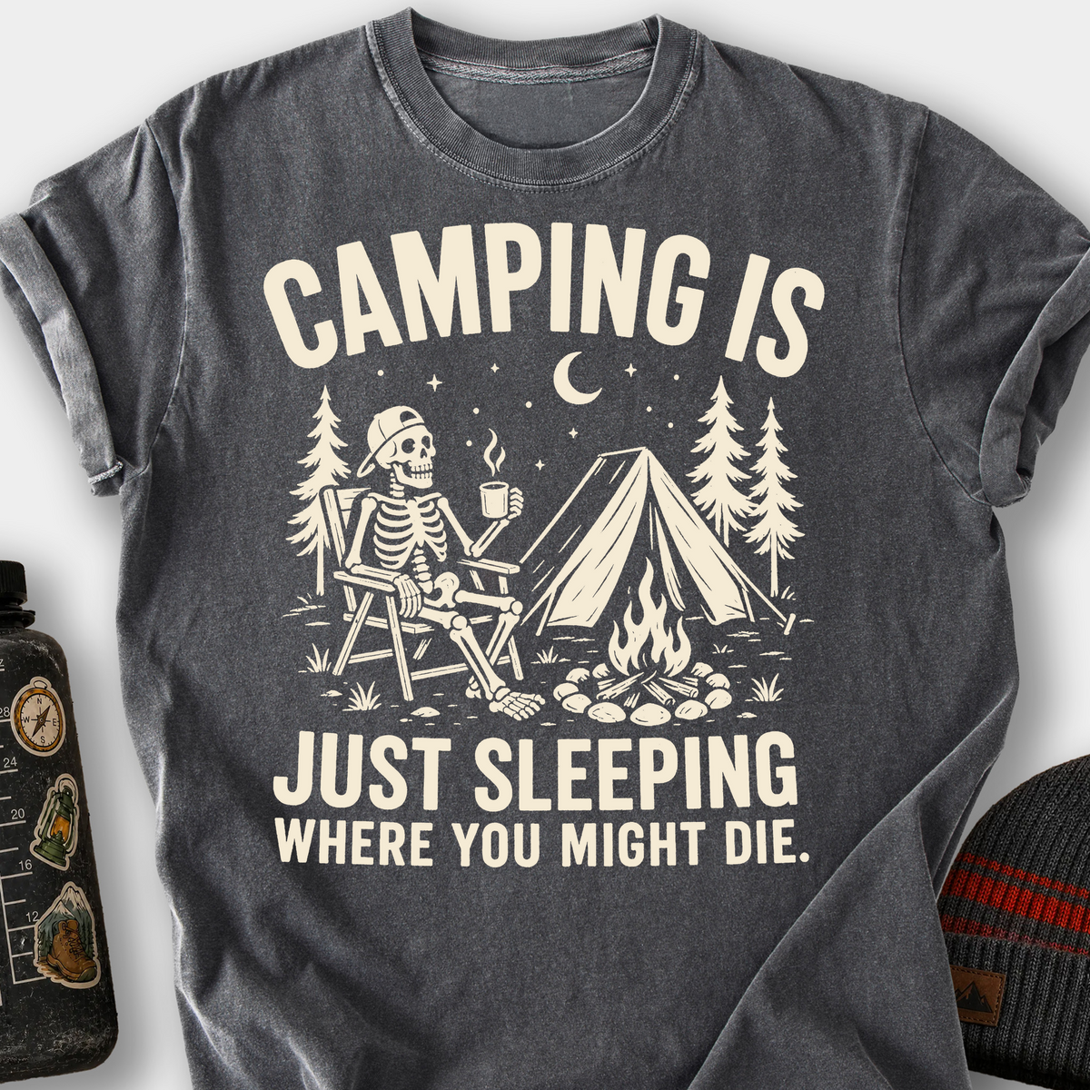 Camping Is Just Sleeping T-Shirt — Pepper