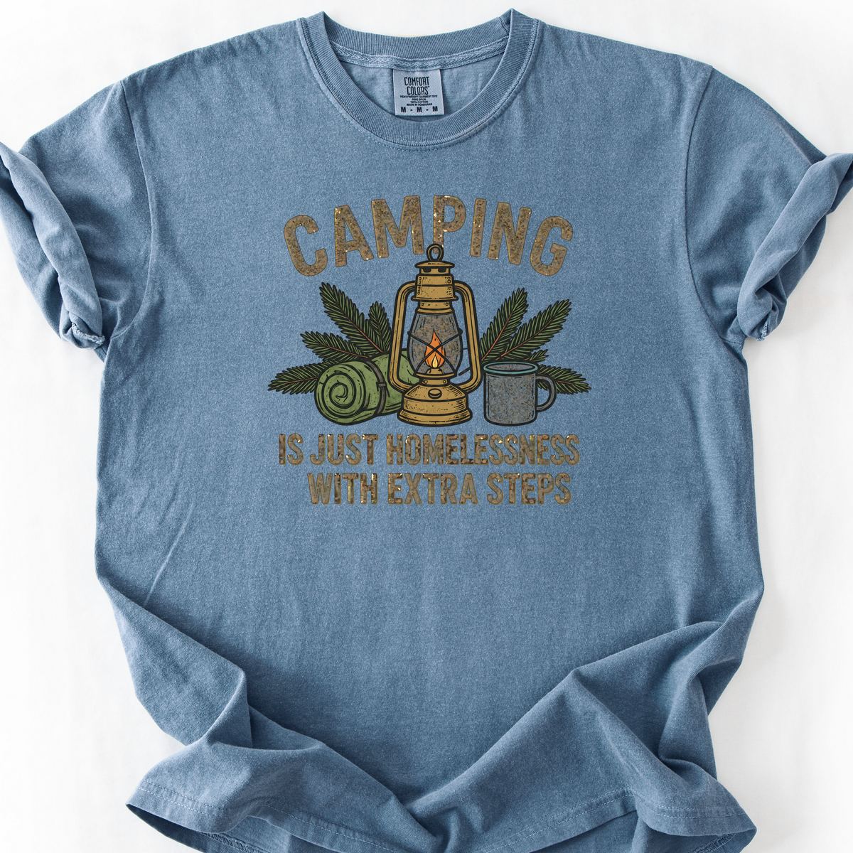 Camping With Extra Steps T-Shirt — Blue Jean