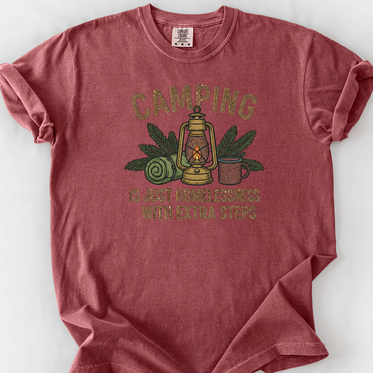 Camping With Extra Steps T-Shirt — Brick