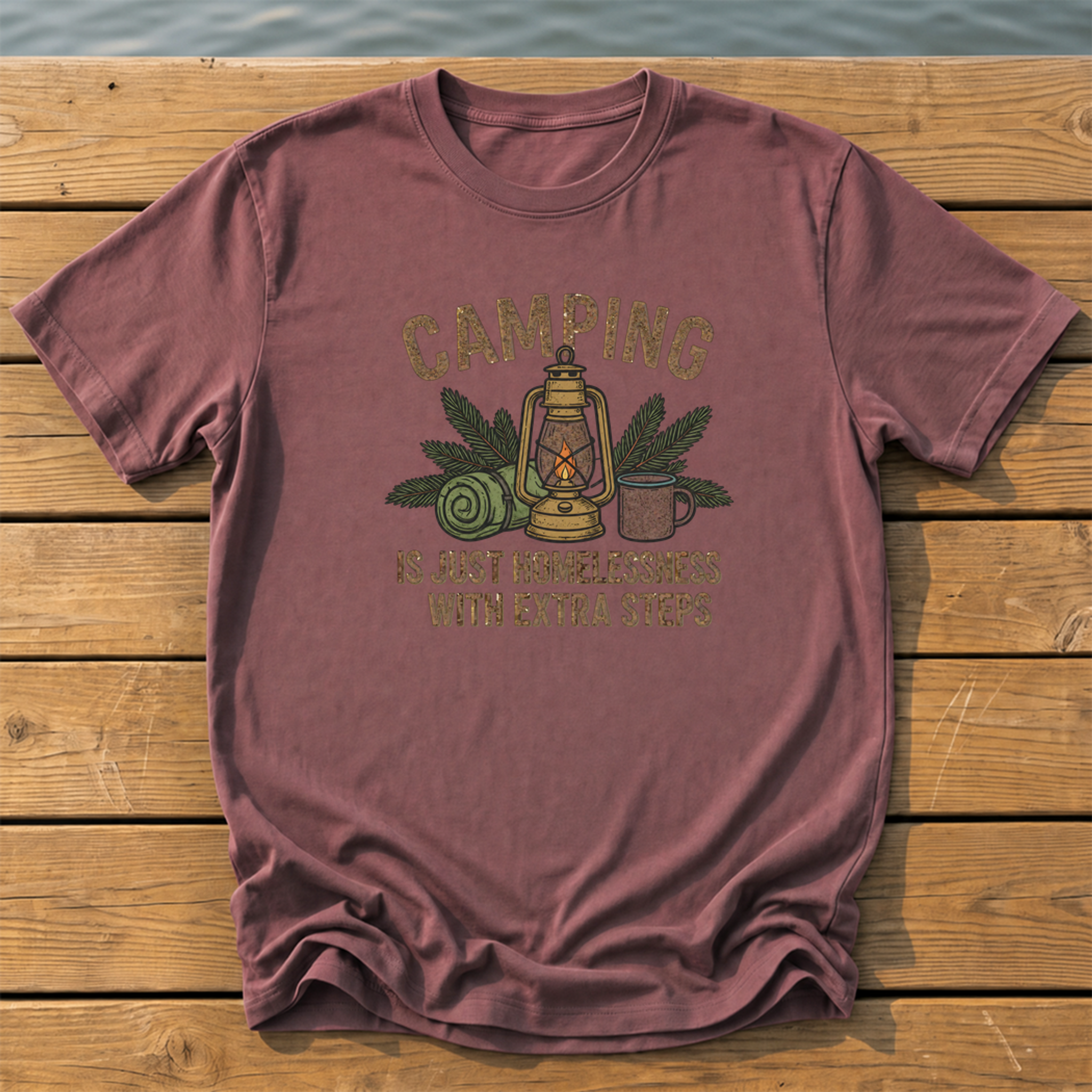 Camping With Extra Steps T-Shirt — Brick