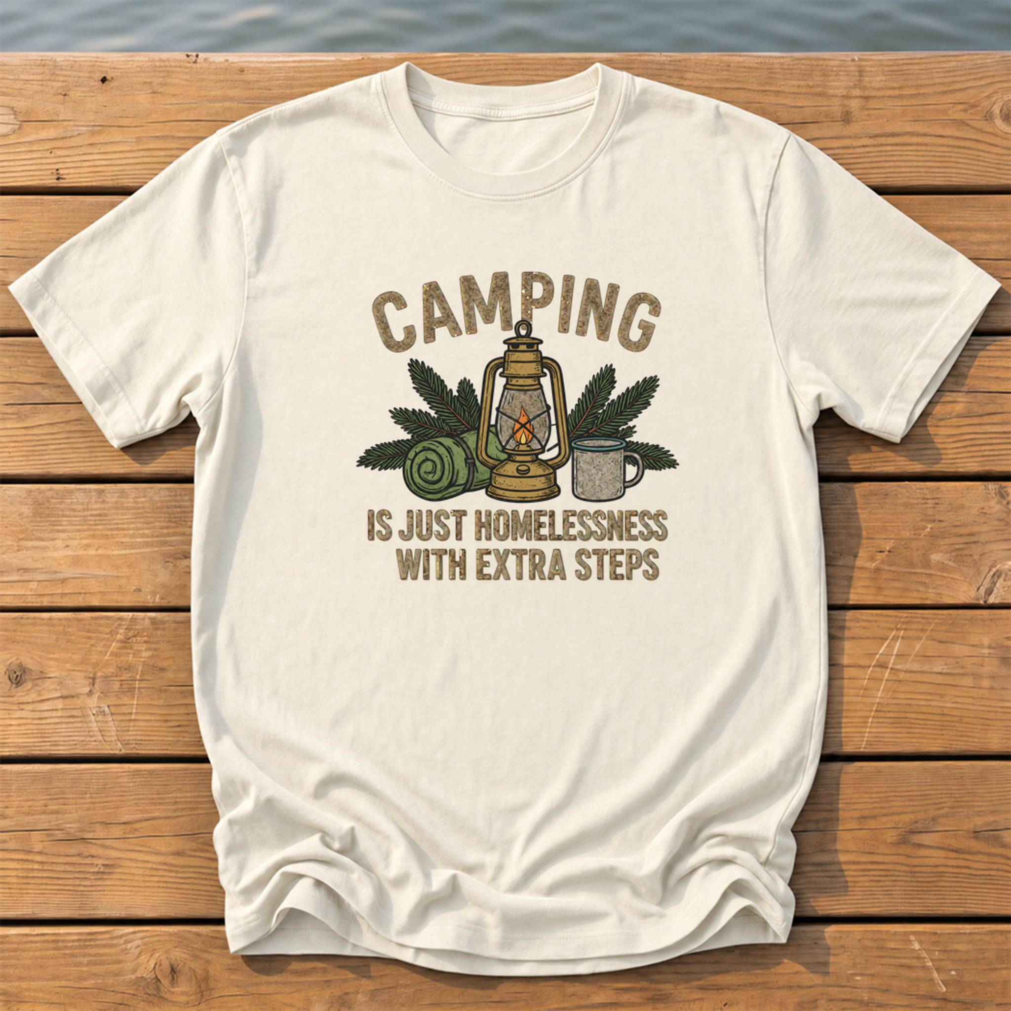 Camping With Extra Steps T-Shirt — Ivory