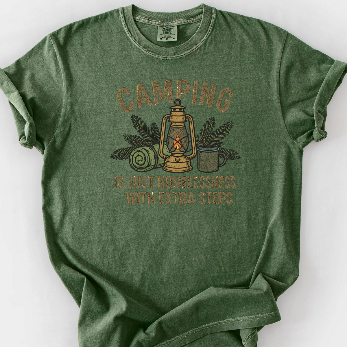 Camping With Extra Steps T-Shirt — Moss