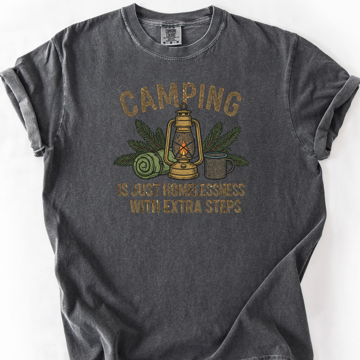 Camping With Extra Steps T-Shirt — Pepper