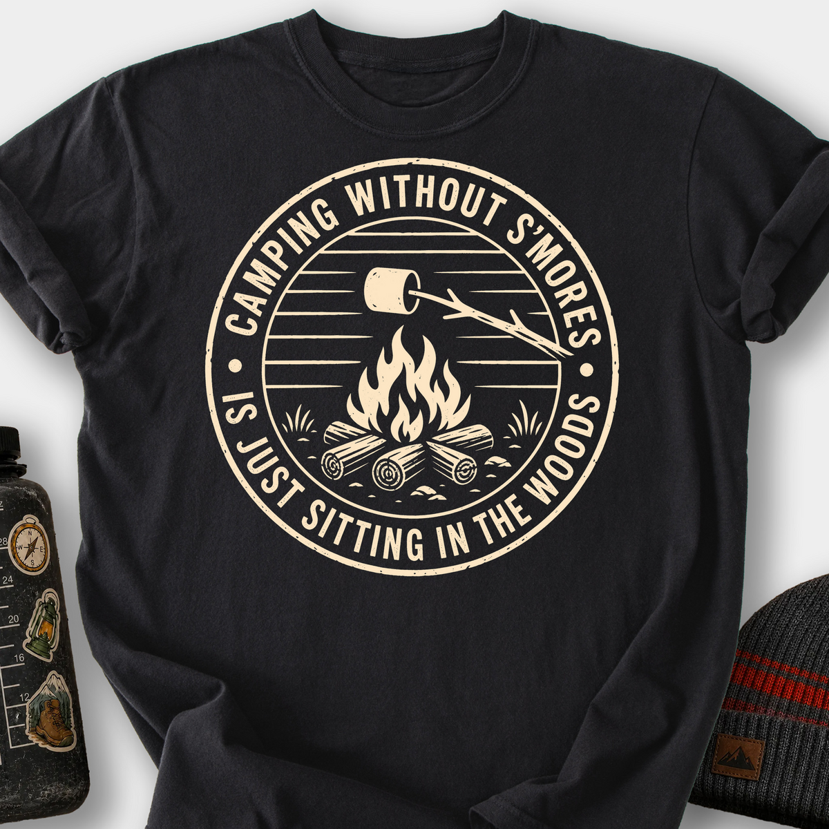Camping Without S'mores T-Shirt — Black