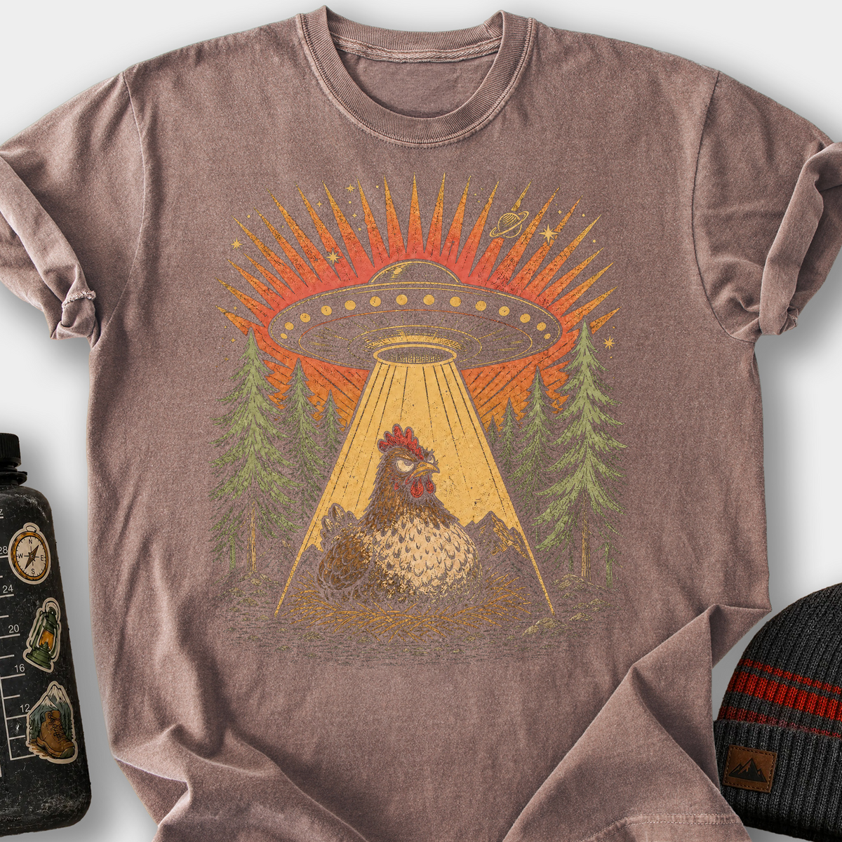 Chicken Abduction T-Shirt — Espresso