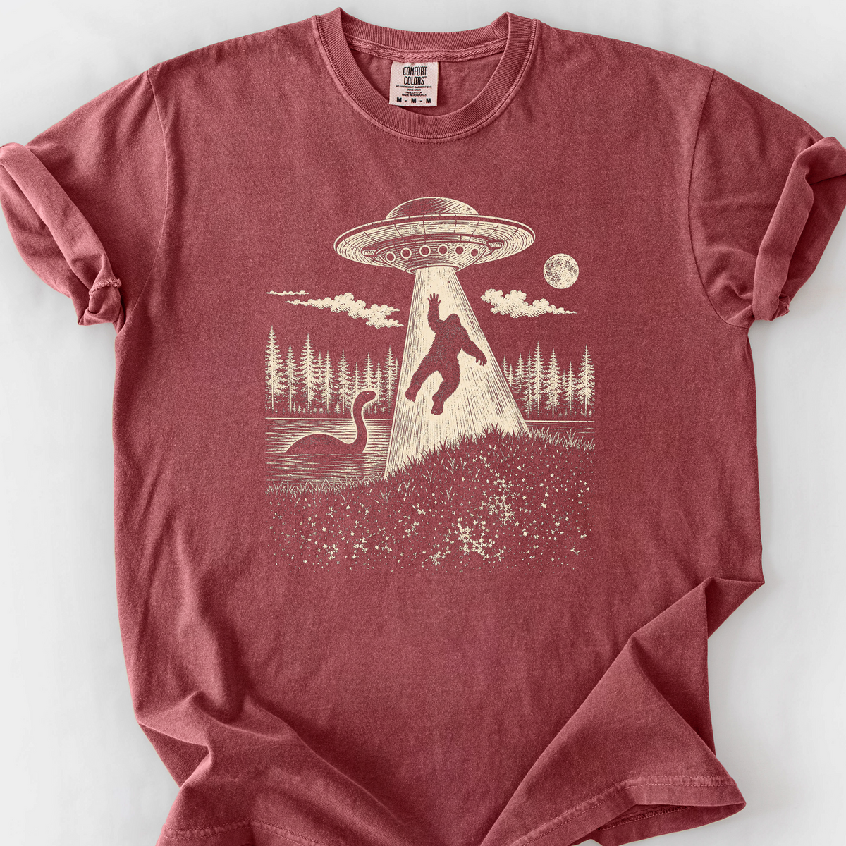Cryptid Abduction T-Shirt — Brick
