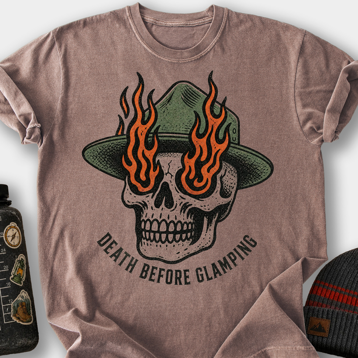 Death Before Glamping T-Shirt — Espresso