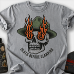Death Before Glamping T-Shirt — Grey