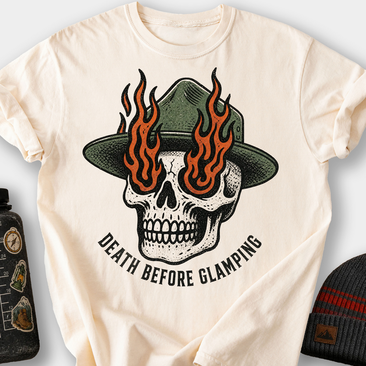 Death Before Glamping T-Shirt — Ivory