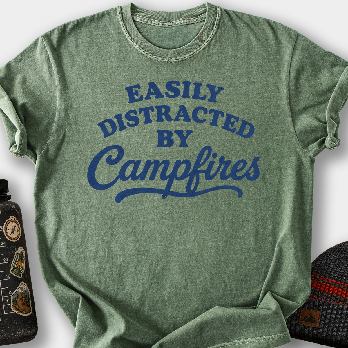 Distracted by Campfires T-Shirt — Moss