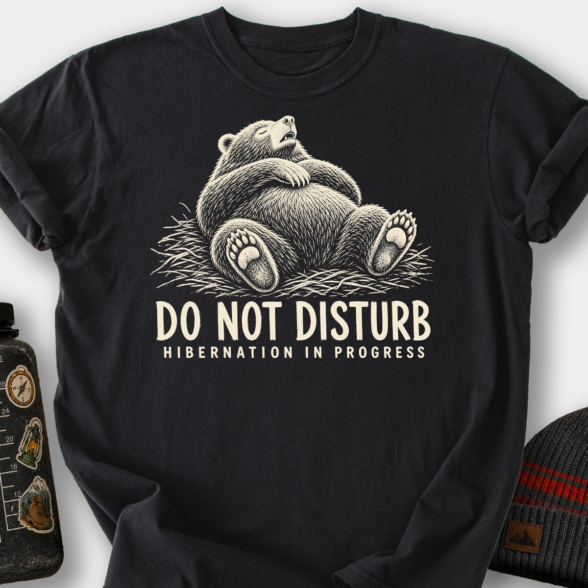 Do Not Disturb Hibernation Lounging T-Shirt — Black