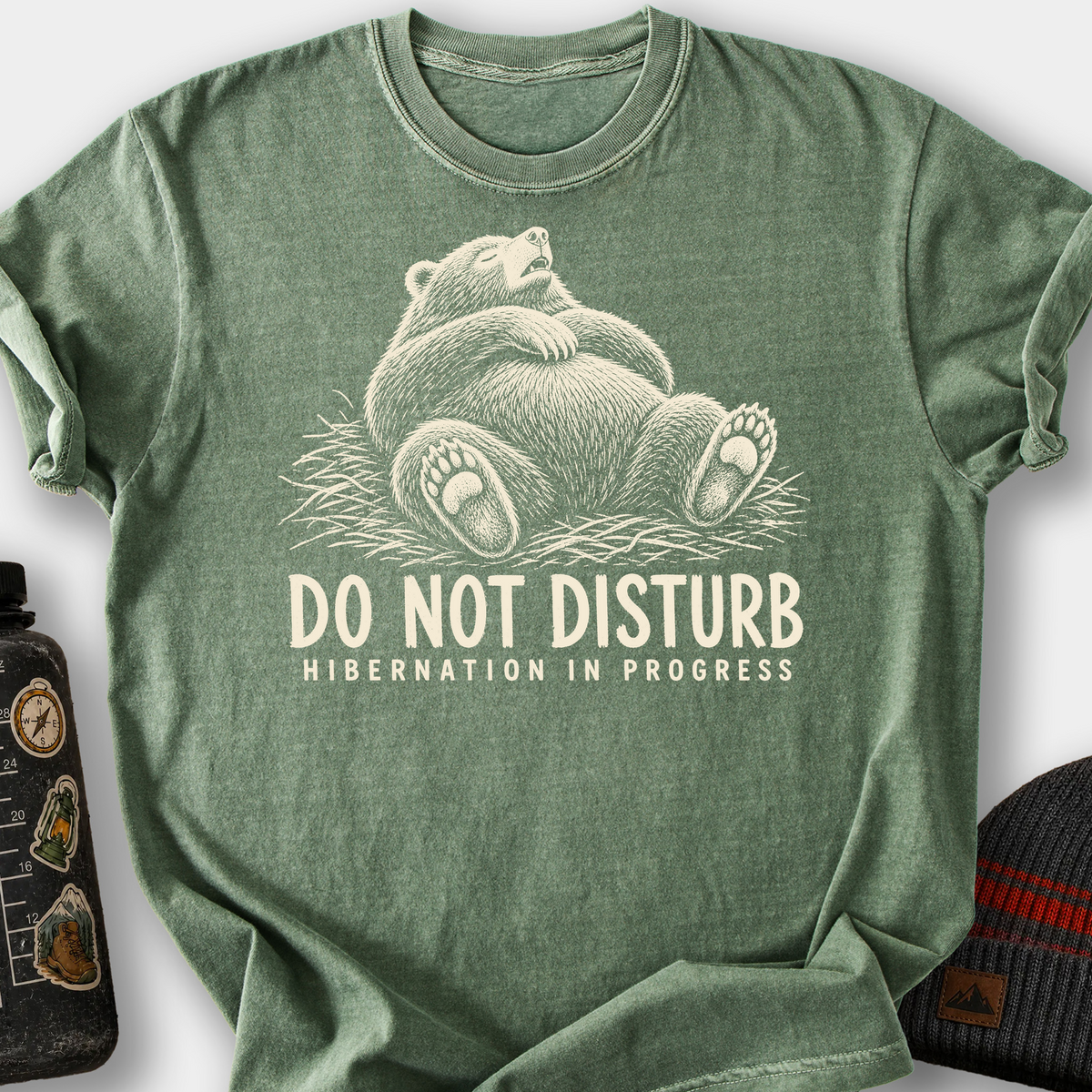 Do Not Disturb Hibernation Lounging T-Shirt — Moss