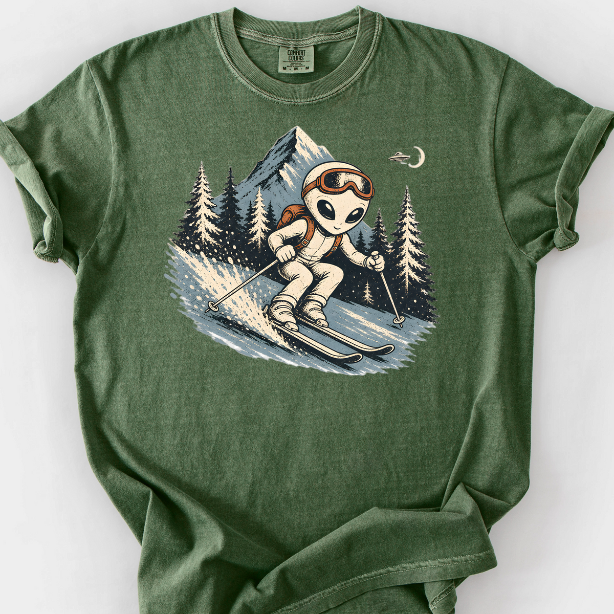 Downhill From Here T-Shirt — Moss