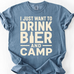 Drink Bier And Camp T-Shirt — Blue Jean