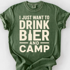 Drink Bier And Camp T-Shirt — Moss