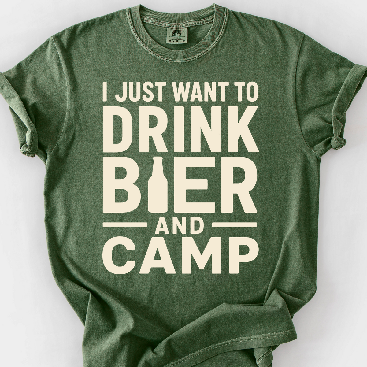 Drink Bier And Camp T-Shirt — Moss
