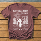 earth has trees so i stayed_rough brush linocut T-Shirt — Brick