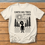 earth has trees so i stayed_rough brush linocut T-Shirt — Ivory
