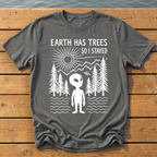 earth has trees so i stayed_rough brush linocut T-Shirt — Pepper