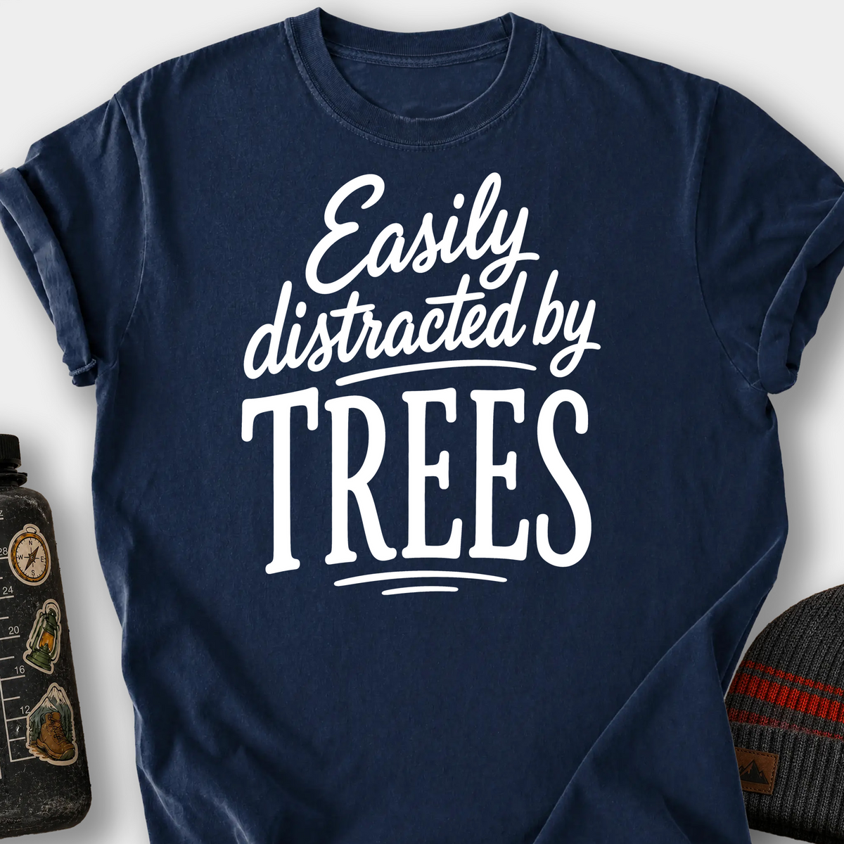 Easily Distracted by Trees T-Shirt — Navy