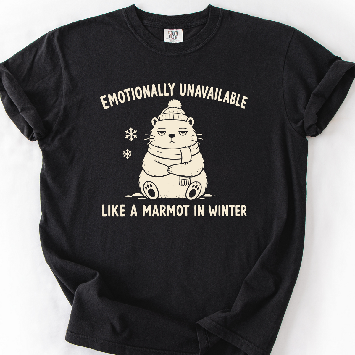 Emotionally Unavailable Marmot T-Shirt — Black