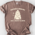 Emotionally Unavailable Marmot T-Shirt — Espresso